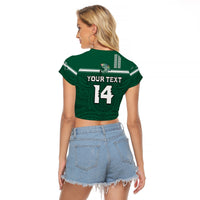 (Custom Text And Number) Hawaii Football Raglan Cropped T Shirt Kakau Rainbow Warriors Helmet Go Bows LT14 - Polynesian Pride