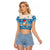 Hawaii Mele Kalikimaka Raglan Cropped T Shirt Dabbing Santa Blue Merry Christmas LT14 Female Blue - Polynesian Pride