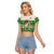 Hawaii Mele Kalikimaka Raglan Cropped T Shirt Dabbing Santa Green Merry Christmas LT14 Female Green - Polynesian Pride