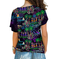 Hawaii Skeleton Dancing Cross Shoulder Shirt Halloween Hawaiian Turtle LT13 - Polynesian Pride