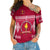 (Custom Text and Number) Beulah College Cross Shoulder Shirt Ngatu Pattern Tonga LT13 Female Maroon - Polynesian Pride