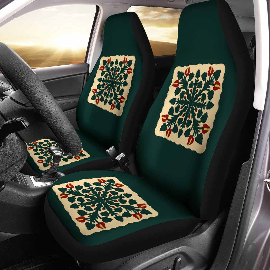 Hawaiian Quilt Anthurium Flowers Car Seat Covers - AH - Polynesian Pride