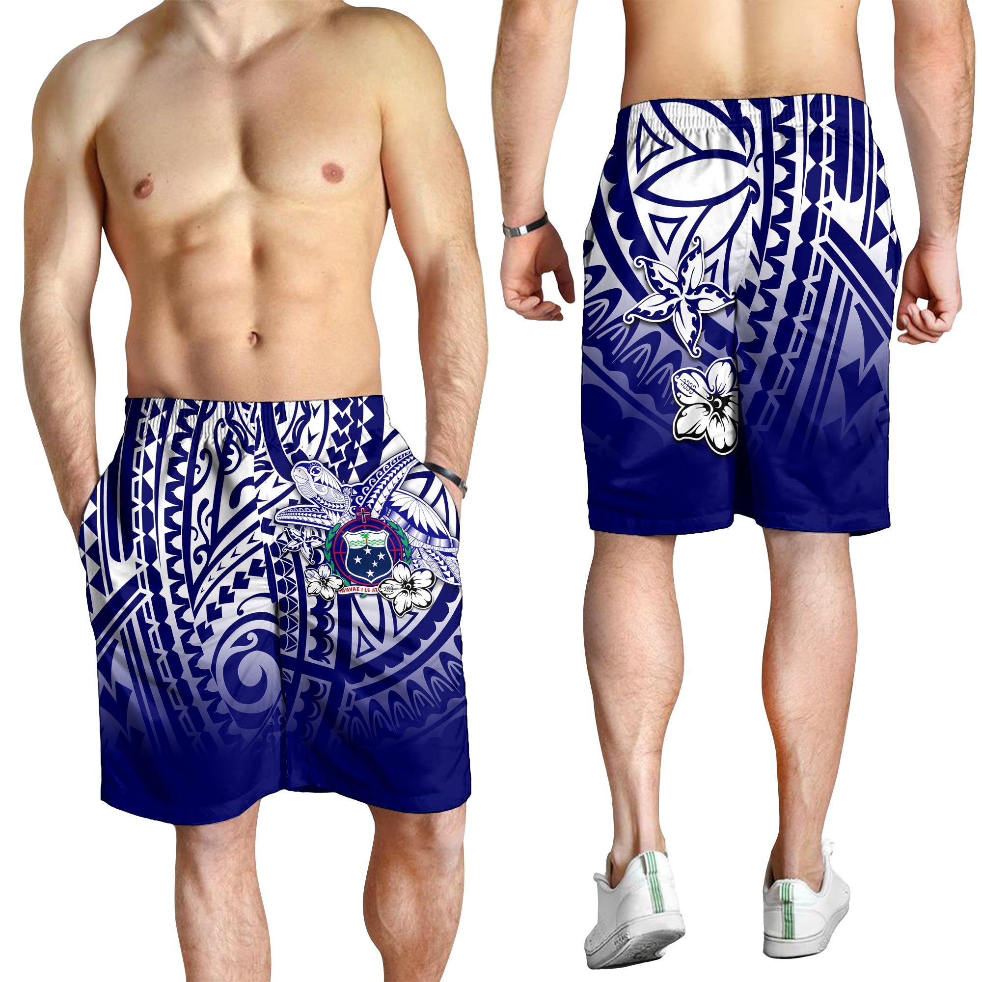 Samoa Polynesian Men Short Samoan Loved Turtles LT13 Men's Shorts Blue - Polynesian Pride