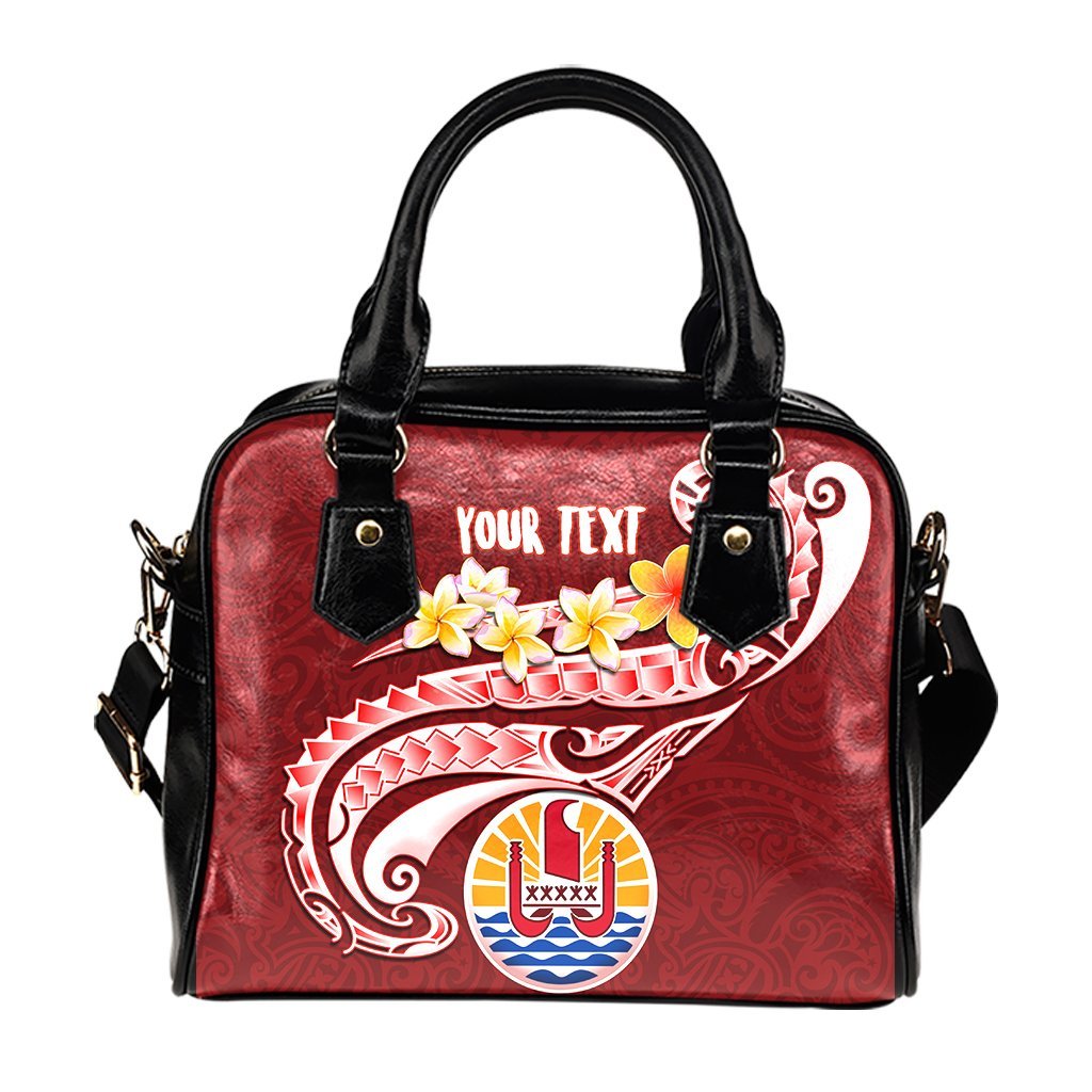 Tahiti Personalised Shoulder Handbag - Tahiti Seal Polynesian Patterns Plumeria - Polynesian Pride