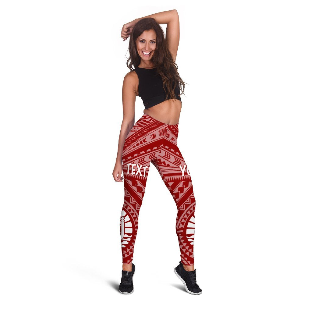 Tahiti Personalised Women's Legging - Tahiti Seal In Polynesian Tattoo Style (Red) Red - Polynesian Pride