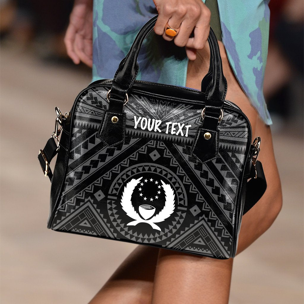 Pohnpei Personalised Shoulder Handbag - Pohnpei Seal With Polynesian Tattoo Style ( Black) One Size Black - Polynesian Pride