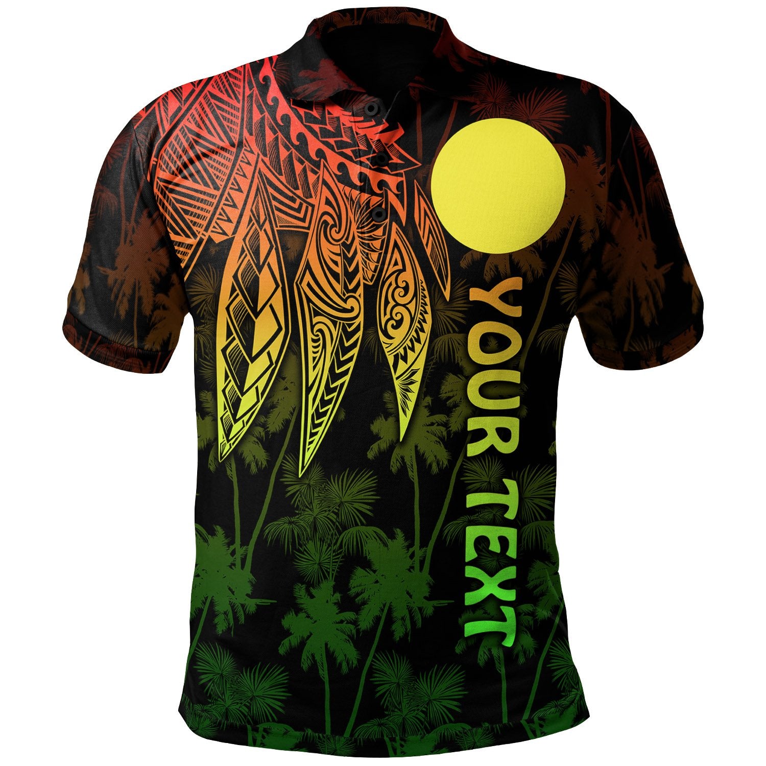 Palau Polynesian Custom Polo Polynesian Wings (Reggae) Unisex Reggae - Polynesian Pride