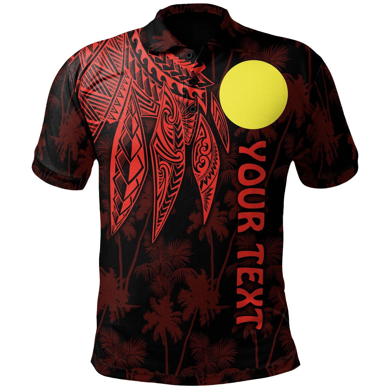 Palau Polynesian Custom Polo Polynesian Wings (Red) Unisex Red - Polynesian Pride