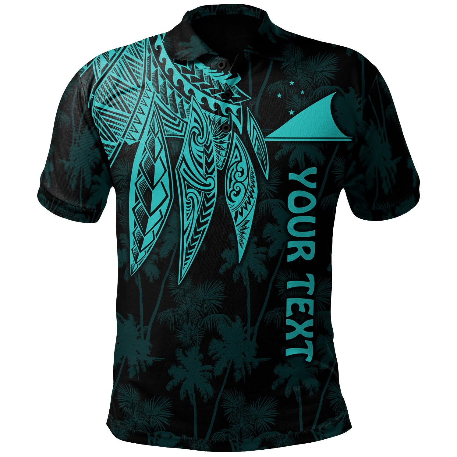 Tokelau Polynesian Custom Polo Polynesian Wings (Turquoise) Unisex Turquoise - Polynesian Pride