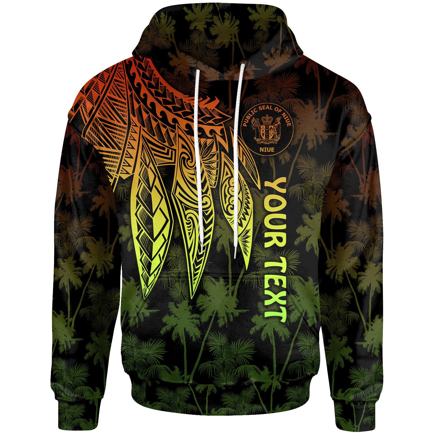 Niue Custom Hoodie Polynesian Wings (Reggae) Unisex Reggae - Polynesian Pride