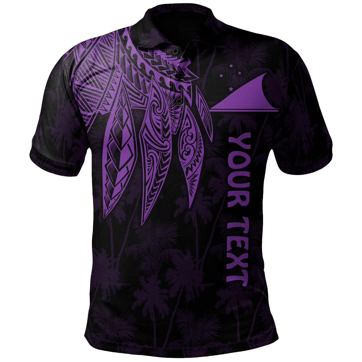 Tokelau Polynesian Custom Polo Polynesian Wings (Purple) Unisex Purple - Polynesian Pride