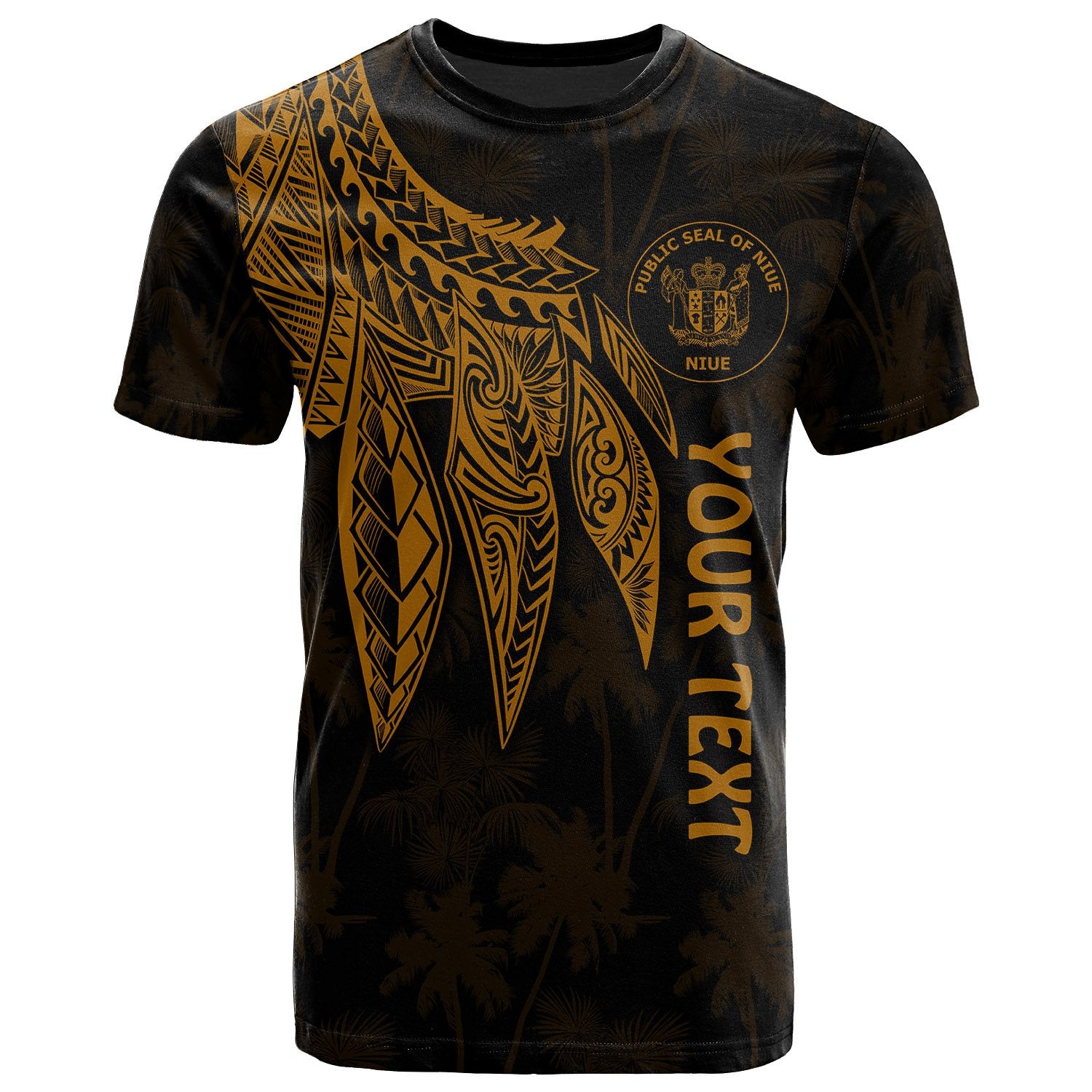 Niue Custom T Shirt Polynesian Wings (Golden) Unisex Golden - Polynesian Pride