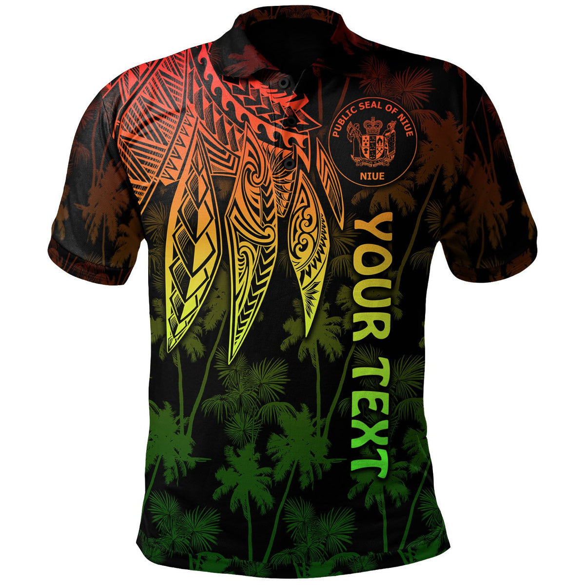 Niue Custom Polo Polynesian Wings (Reggae) Unisex Reggae - Polynesian Pride