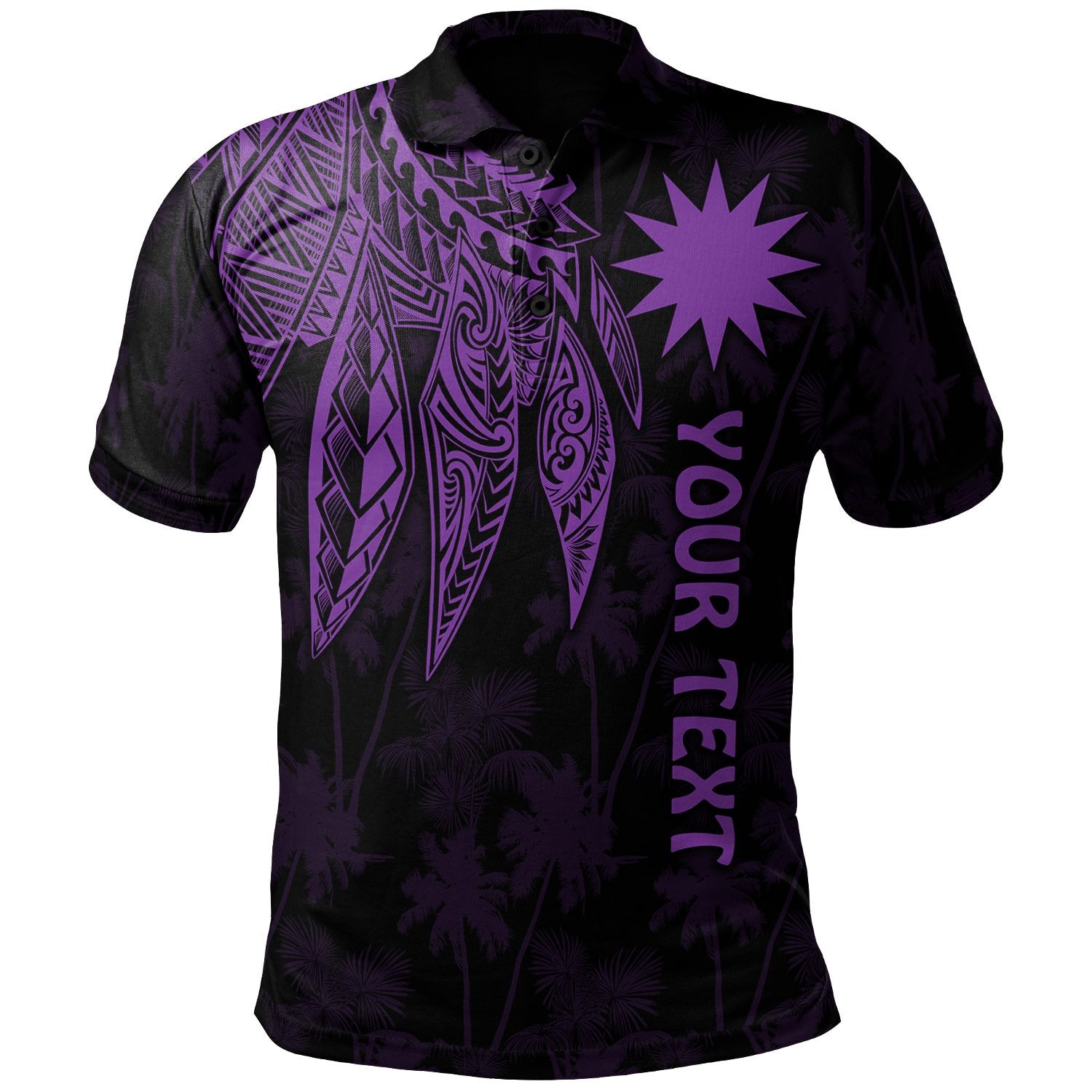 Nauru Custom Polo Polynesian Wings (Purple) Unisex Purple - Polynesian Pride