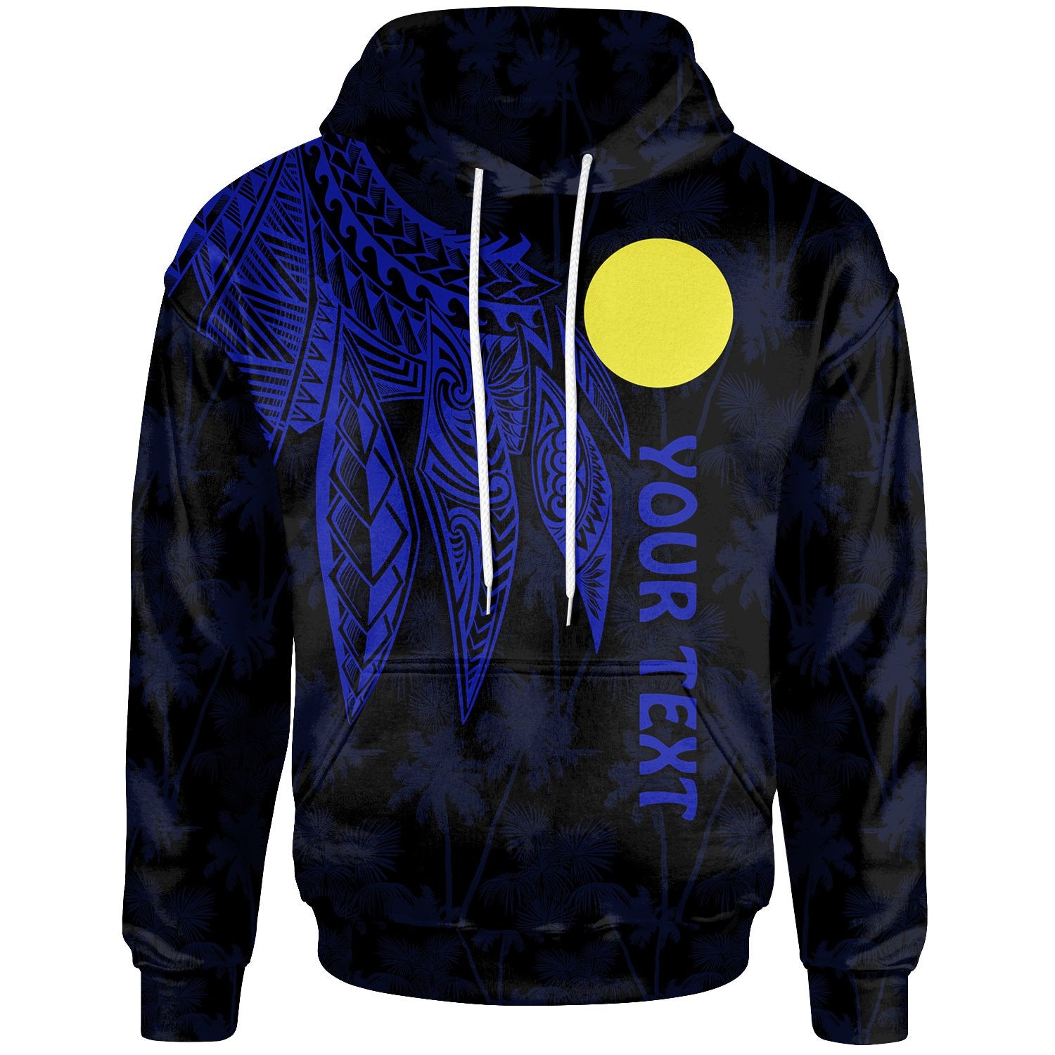 Palau Polynesian Custom Hoodie Polynesian Wings (Blue) Unisex Blue - Polynesian Pride