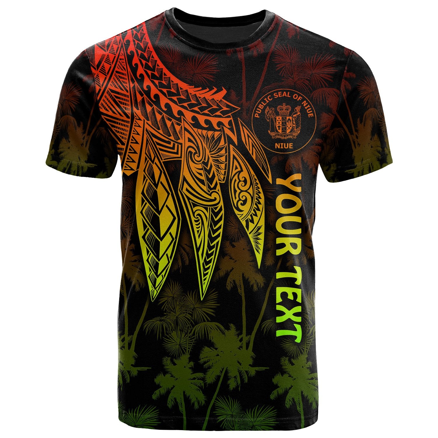 Niue Custom T Shirt Polynesian Wings (Reggae) Unisex Art - Polynesian Pride