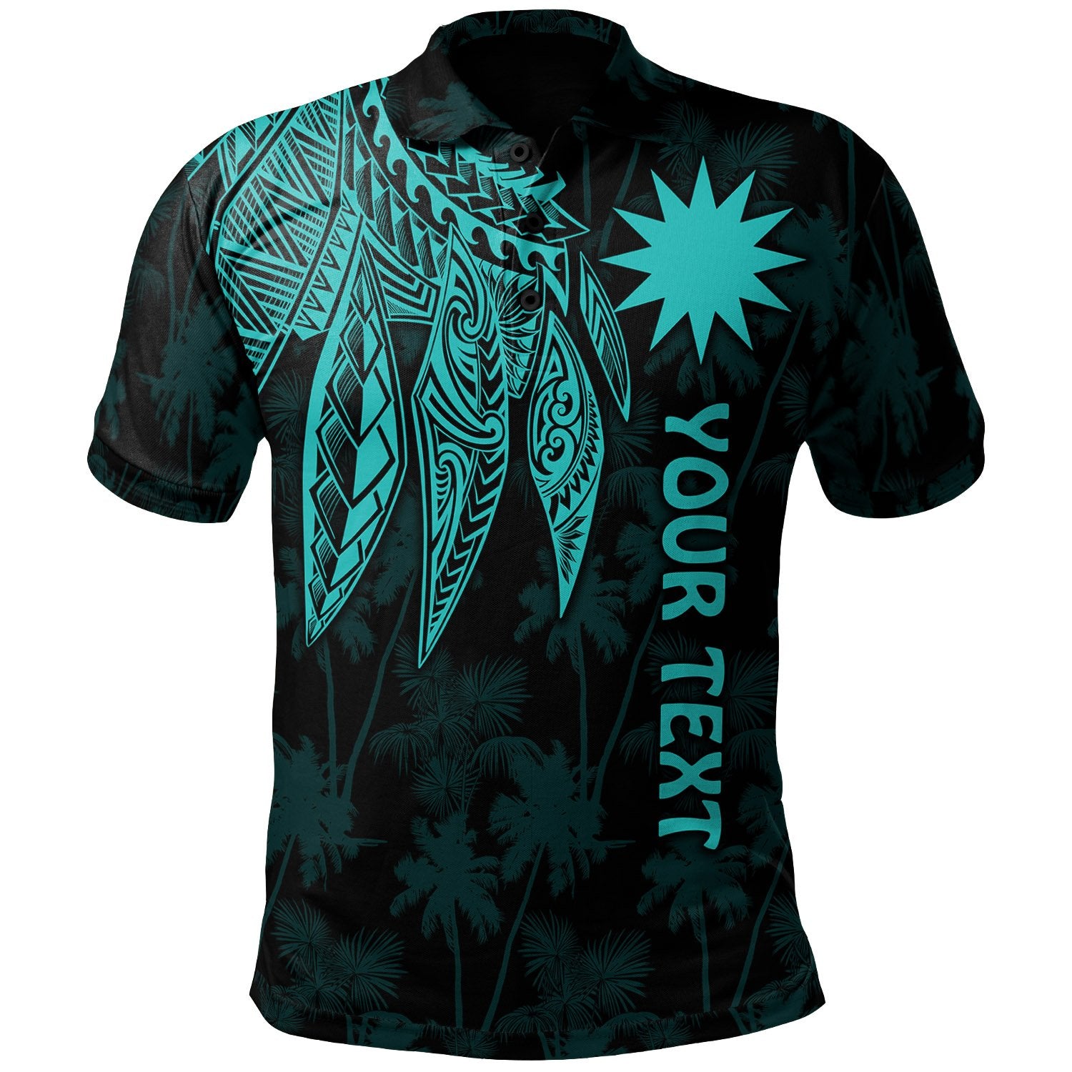 Nauru Custom Polo Polynesian Wings (Turquoise) Unisex Turquoise - Polynesian Pride