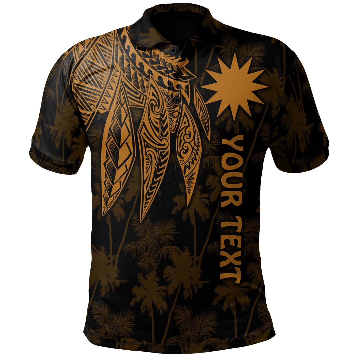 Nauru Custom Polo Polynesian Wings Golden Unisex Golden - Polynesian Pride