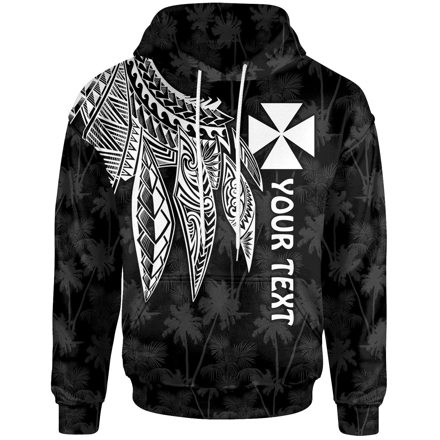 Wallis and Futuna Custom Hoodie Polynesian Wings White Unisex White - Polynesian Pride