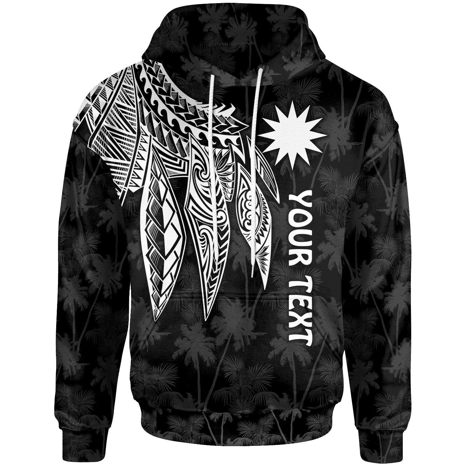 Nauru Custom Hoodie Polynesian Wings (White) Unisex White - Polynesian Pride