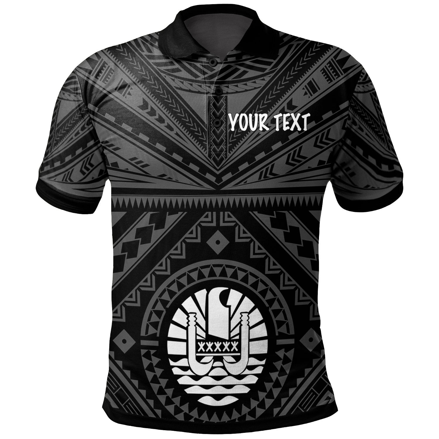 Tahiti Custom Polo Shirt Tahitian Seal In Polynesian Tattoo Style (Black) Unisex Black - Polynesian Pride