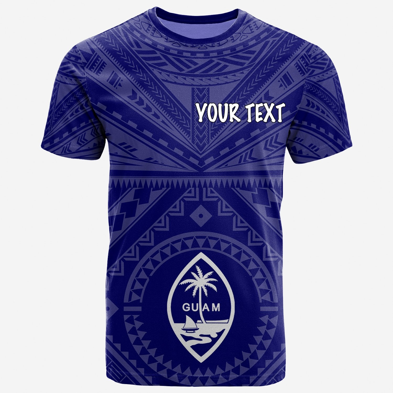 Guam Custom T Shirt Guam Seal With Polynesian Tattoo Style (Blue) Unisex Blue - Polynesian Pride