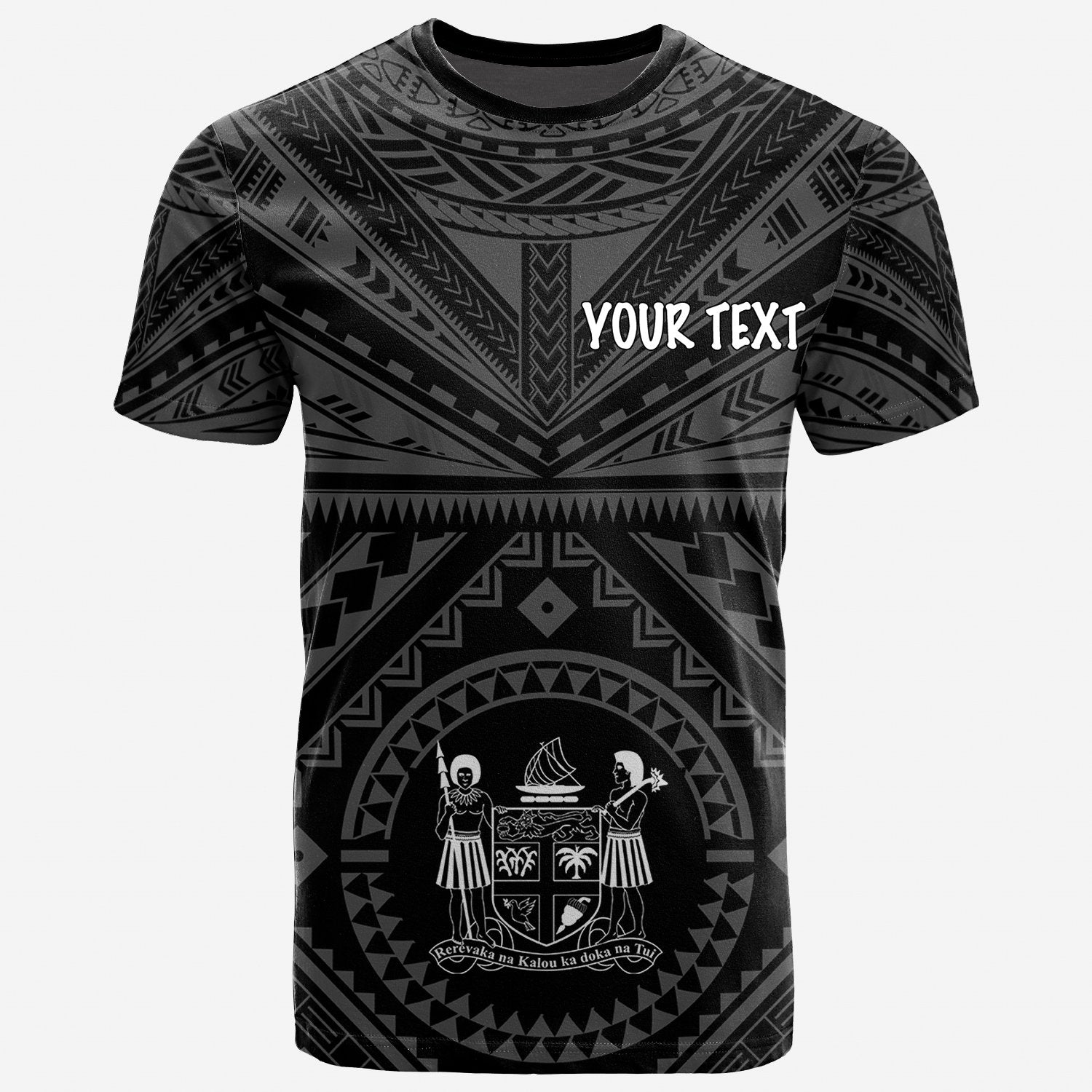 Fiji Custom T Shirt Fiji Seal With Polynesian Tattoo Style ( Black) Unisex Black - Polynesian Pride