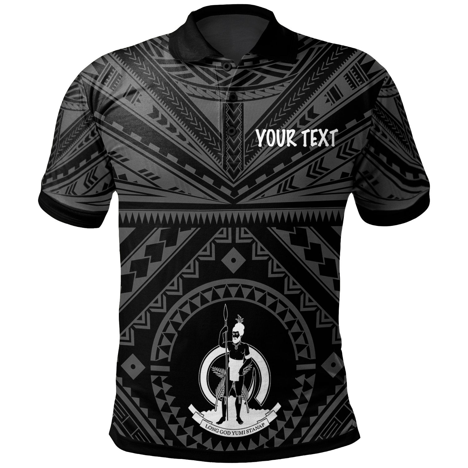 Vanuatu Custom Polo Shirt Vanuatu Seal With Polynesian Tattoo Style Unisex Black - Polynesian Pride