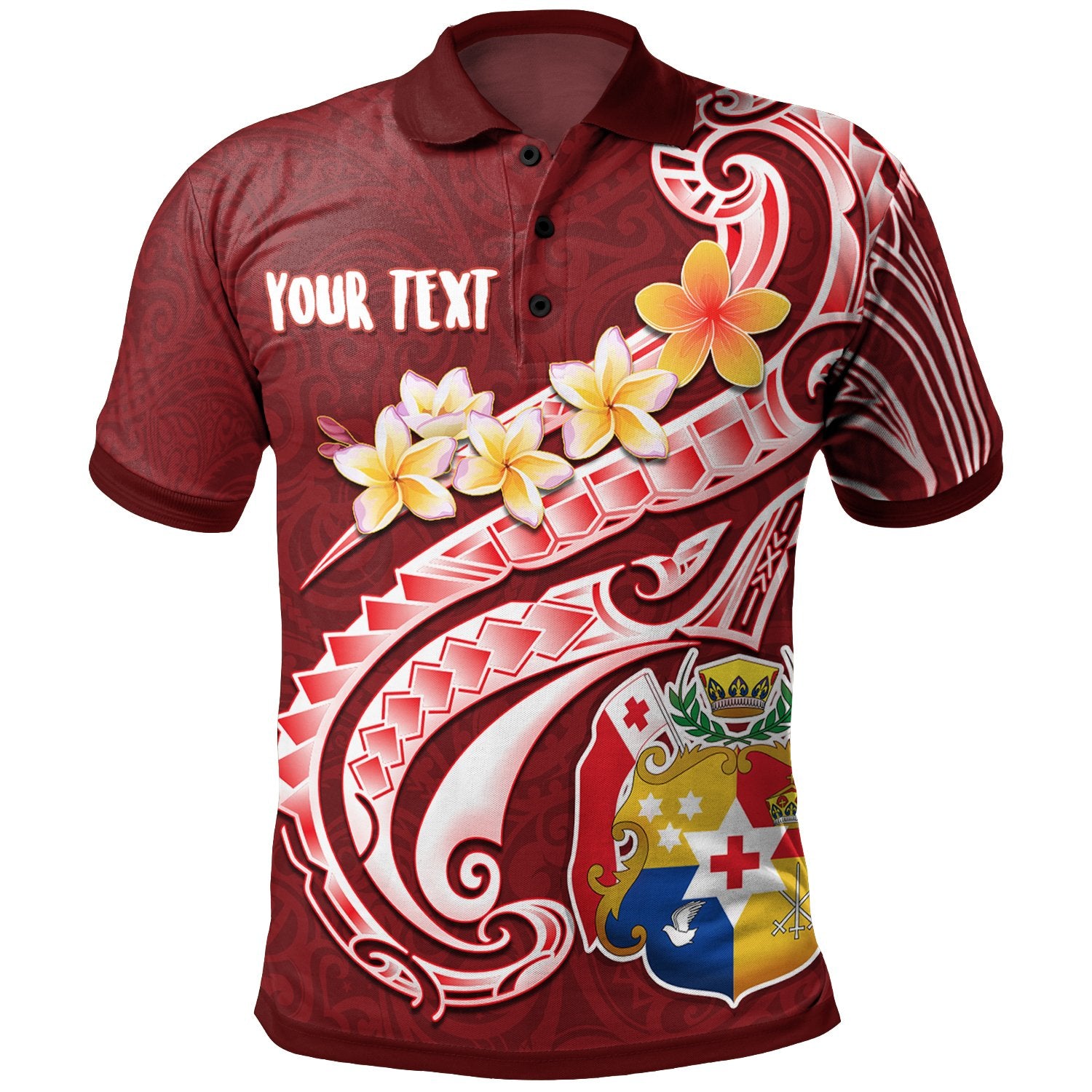 Tonga Custom Polo Shirt Tonga Coat Of Arms With Polynesian Patterns Unisex Red - Polynesian Pride