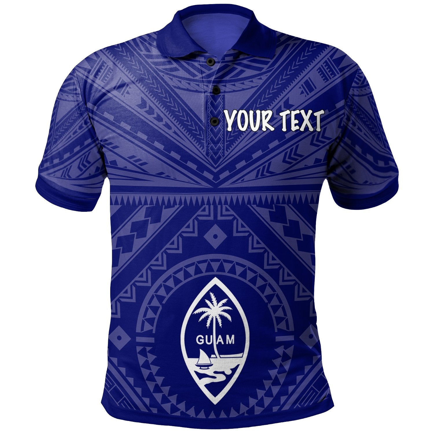 Guam Custom Polo Shirt Guahan Seal With Polynesian Tattoo Style (Blue) Unisex Blue - Polynesian Pride