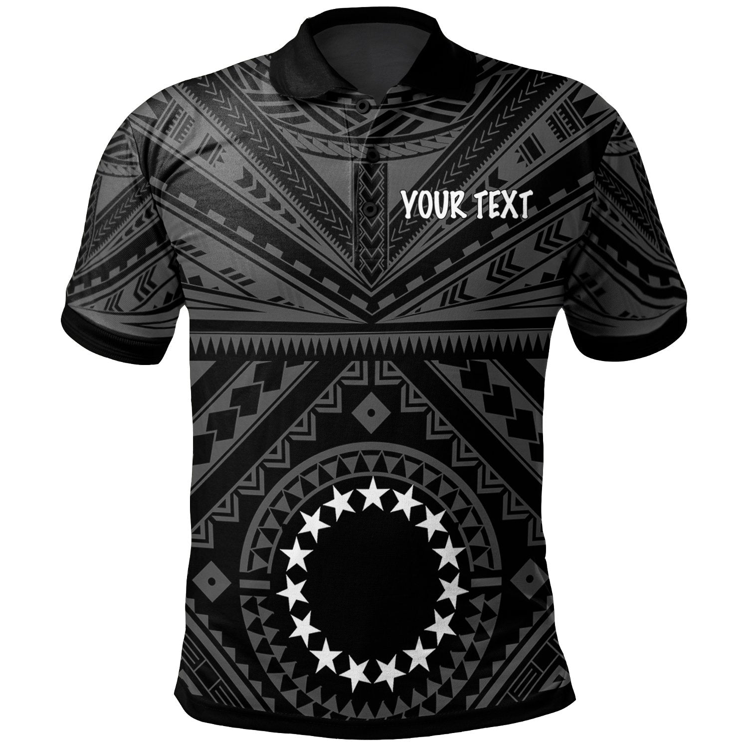 Cook Island Custom Polo Seal With Polynesian Tattoo Style (Black) Unisex Black - Polynesian Pride