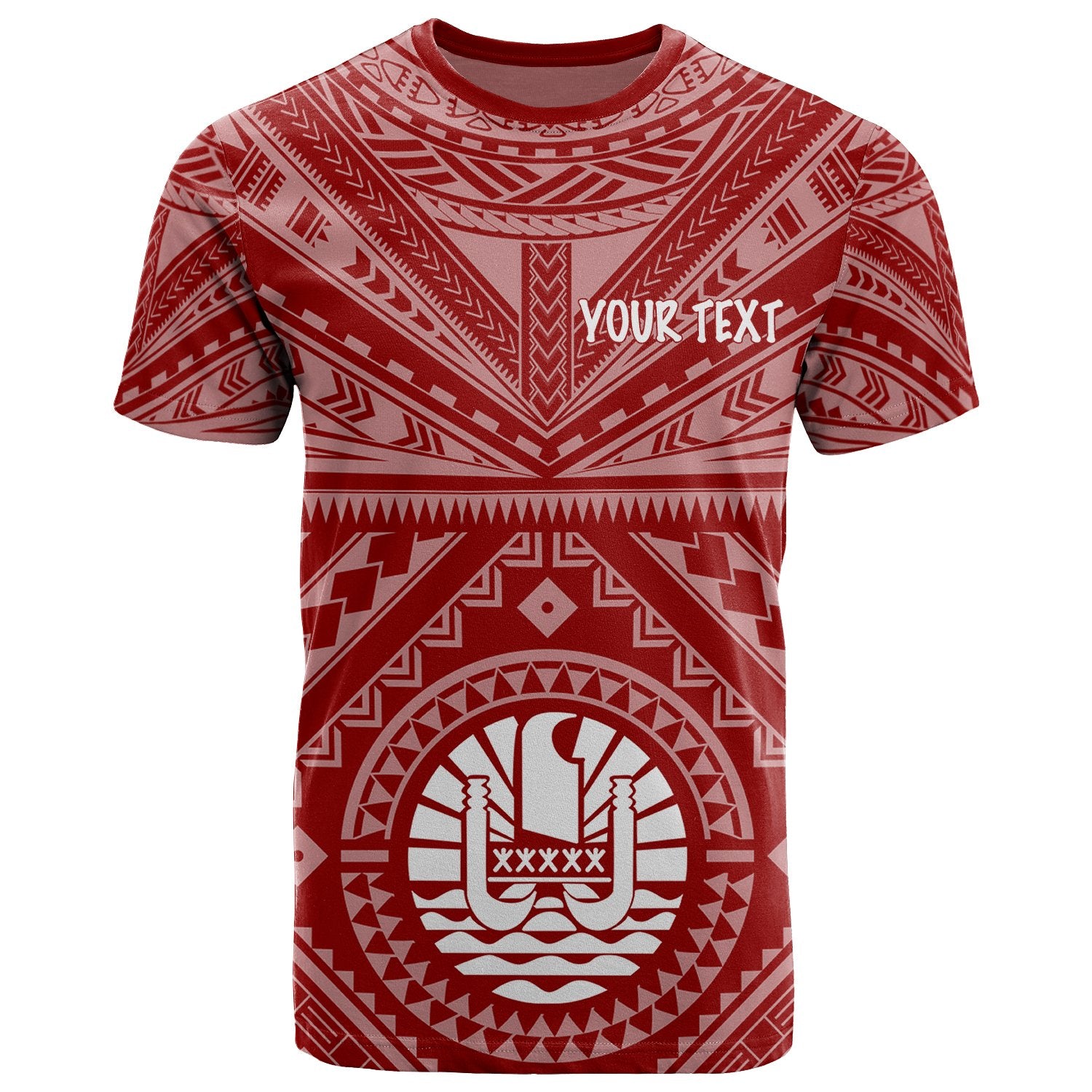 Tahiti Custom T Shirt Tahiti Seal In Polynesian Tattoo Style (Red) Unisex Red - Polynesian Pride