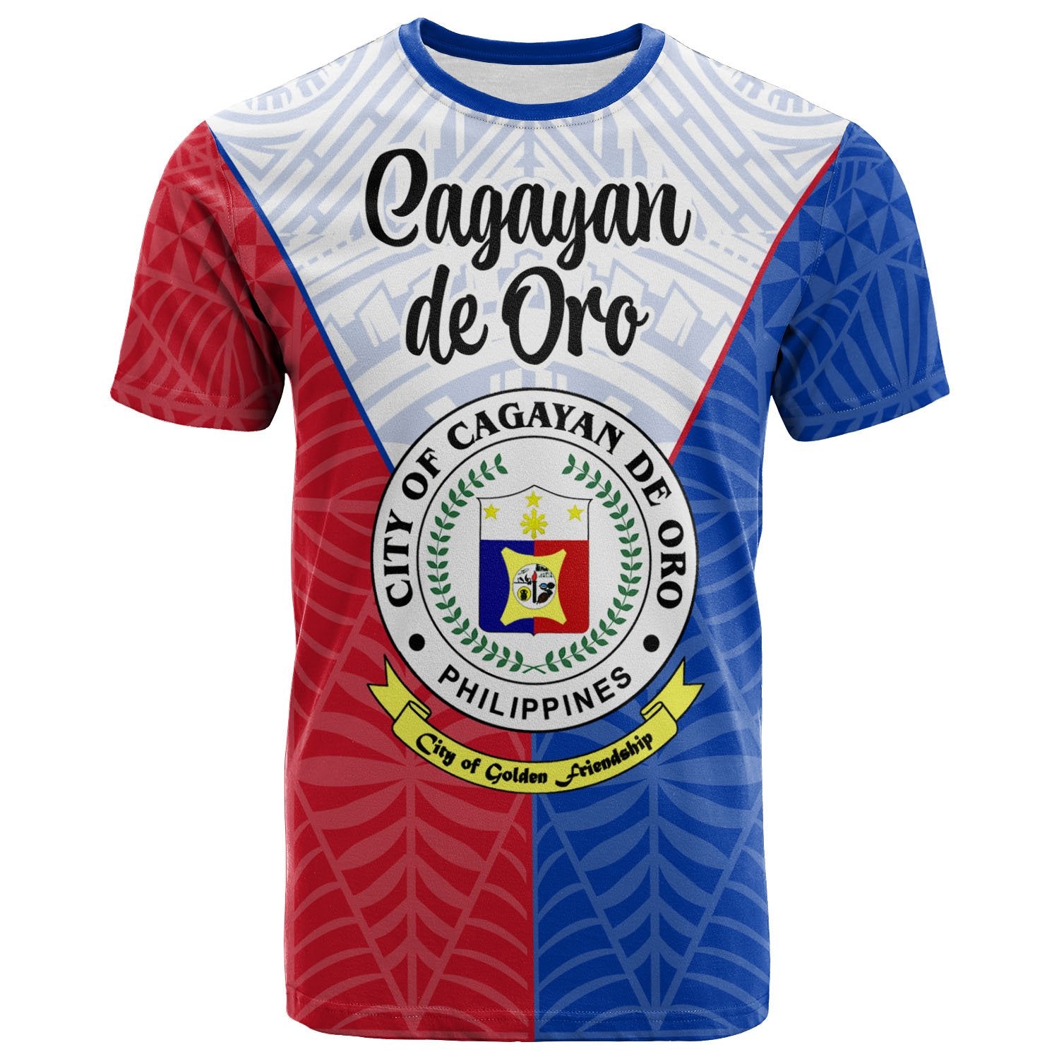 Pilipinas T Shirt Cagayan de Oro Seal of Pilipinas Style Unisex Blue - Red - Polynesian Pride