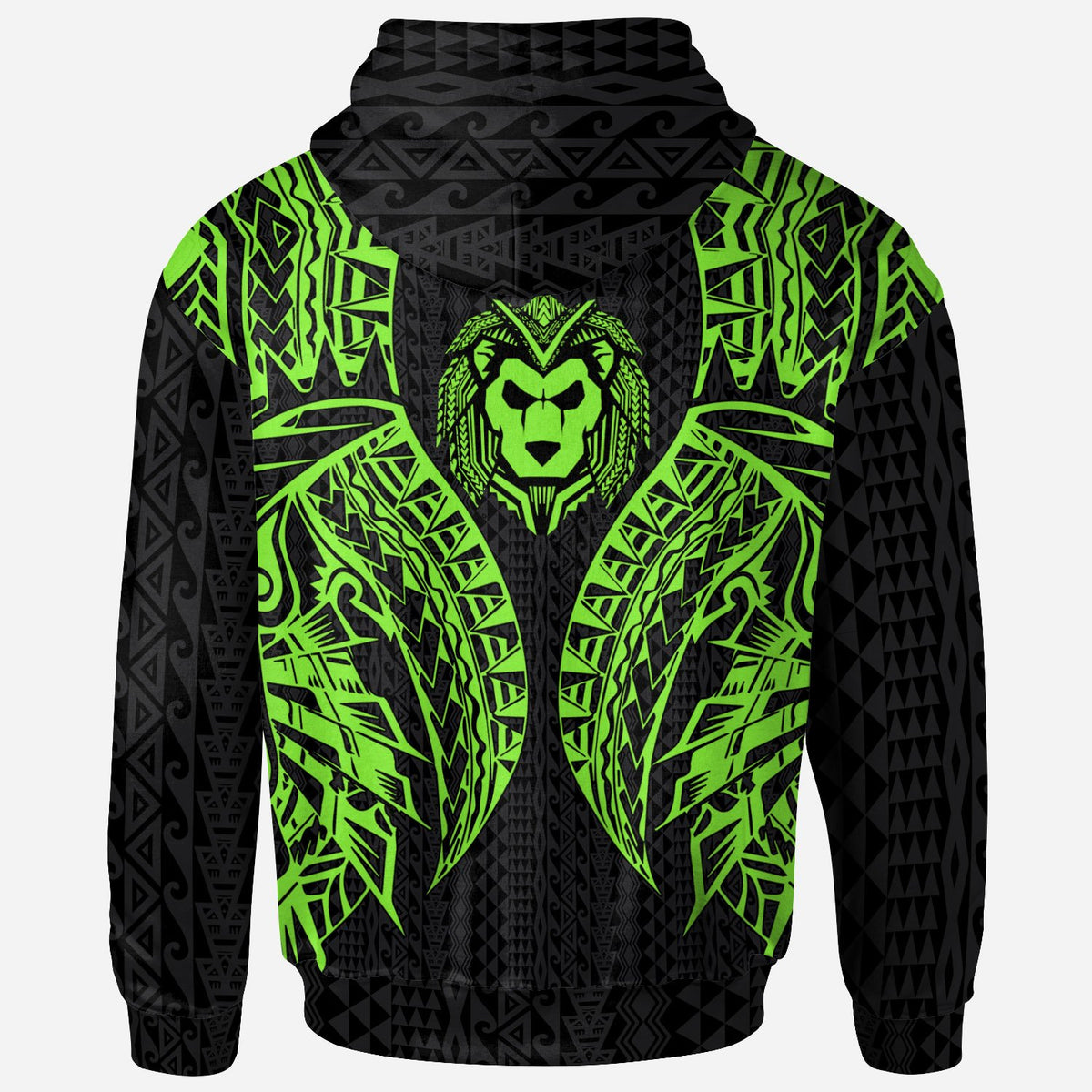 New Caledonia Hoodie Polynesian Lion Head Green Style - Polynesian Pride