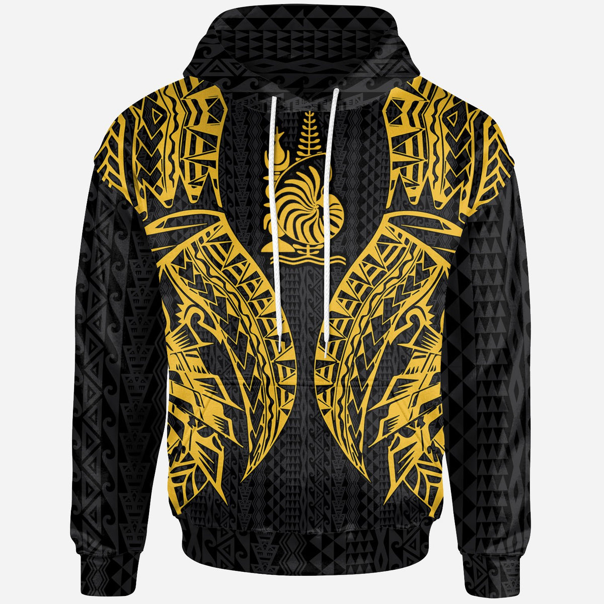 New Caledonia Hoodie Polynesian Lion Head Gold Style Unisex Gold - Polynesian Pride