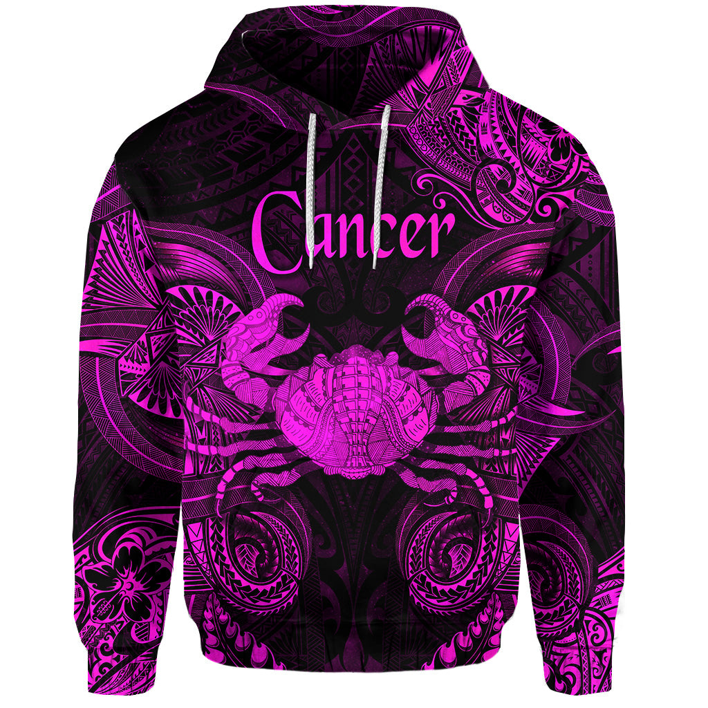 Custom Cancer Zodiac Polynesian Hoodie Unique Style Pink LT8 - Polynesian Pride