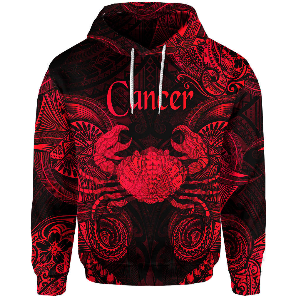 Custom Cancer Zodiac Polynesian Hoodie Unique Style Red LT8 - Polynesian Pride