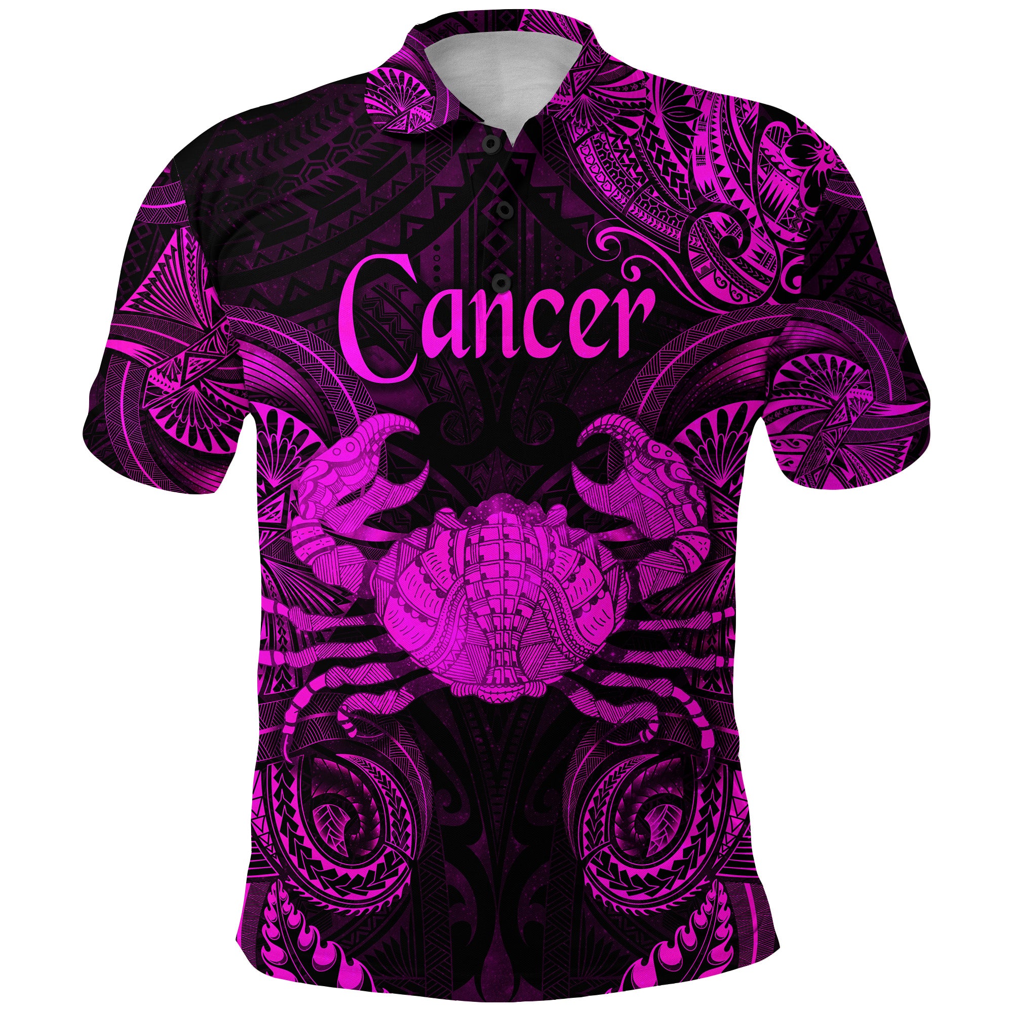 Custom Cancer Zodiac Polynesian Polo Shirt Unique Style Pink LT8 - Polynesian Pride