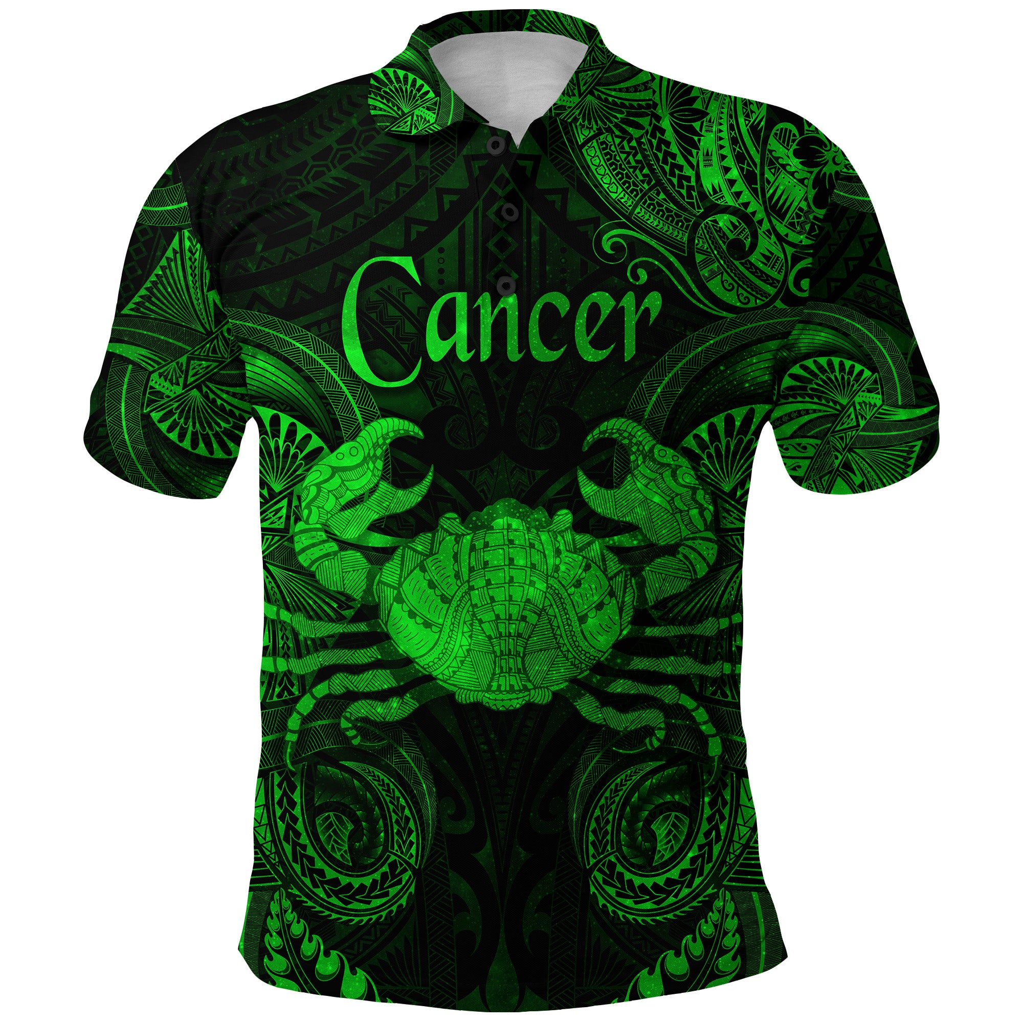 Custom Cancer Zodiac Polynesian Polo Shirt Unique Style Green LT8 - Polynesian Pride
