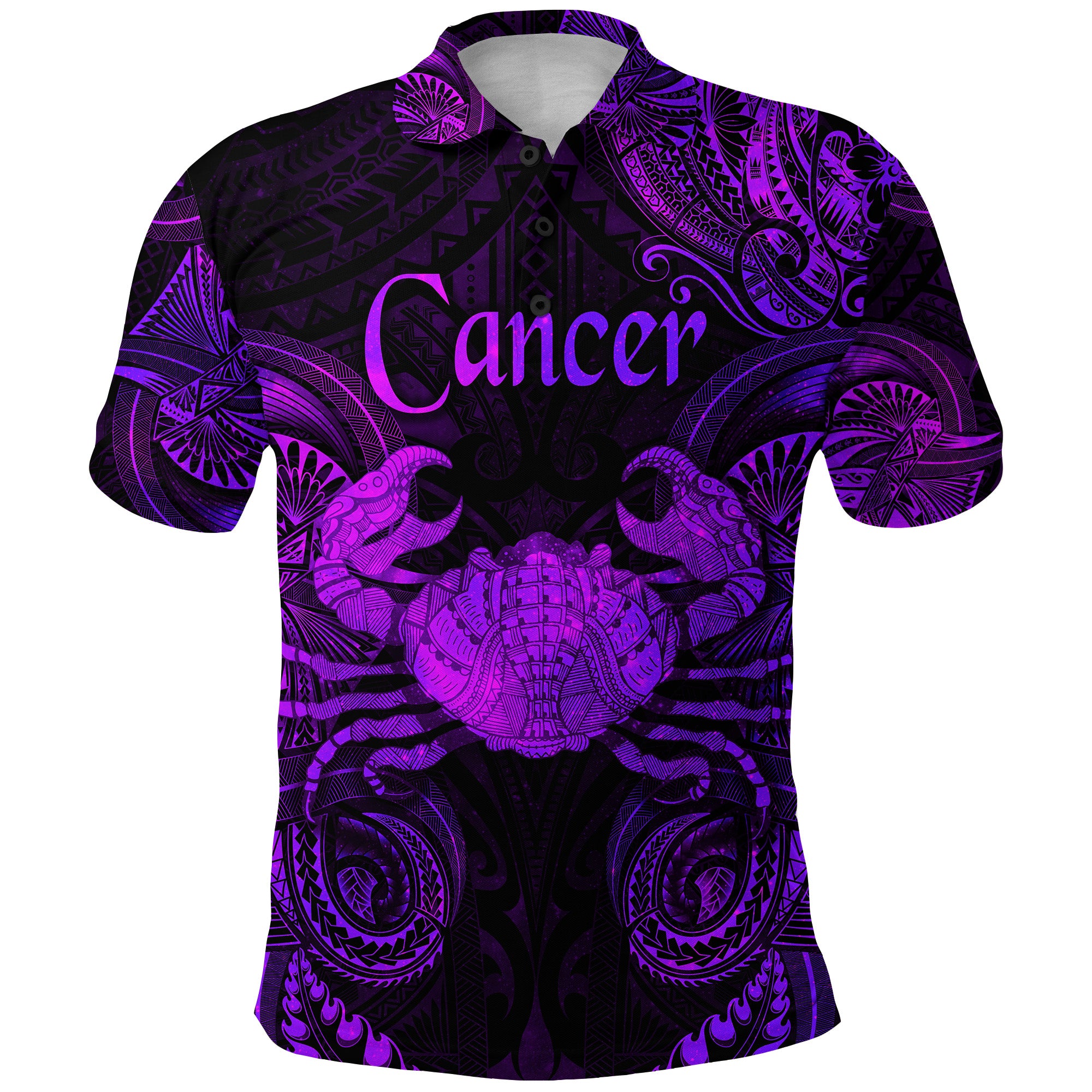 Custom Cancer Zodiac Polynesian Polo Shirt Unique Style Purple LT8 - Polynesian Pride
