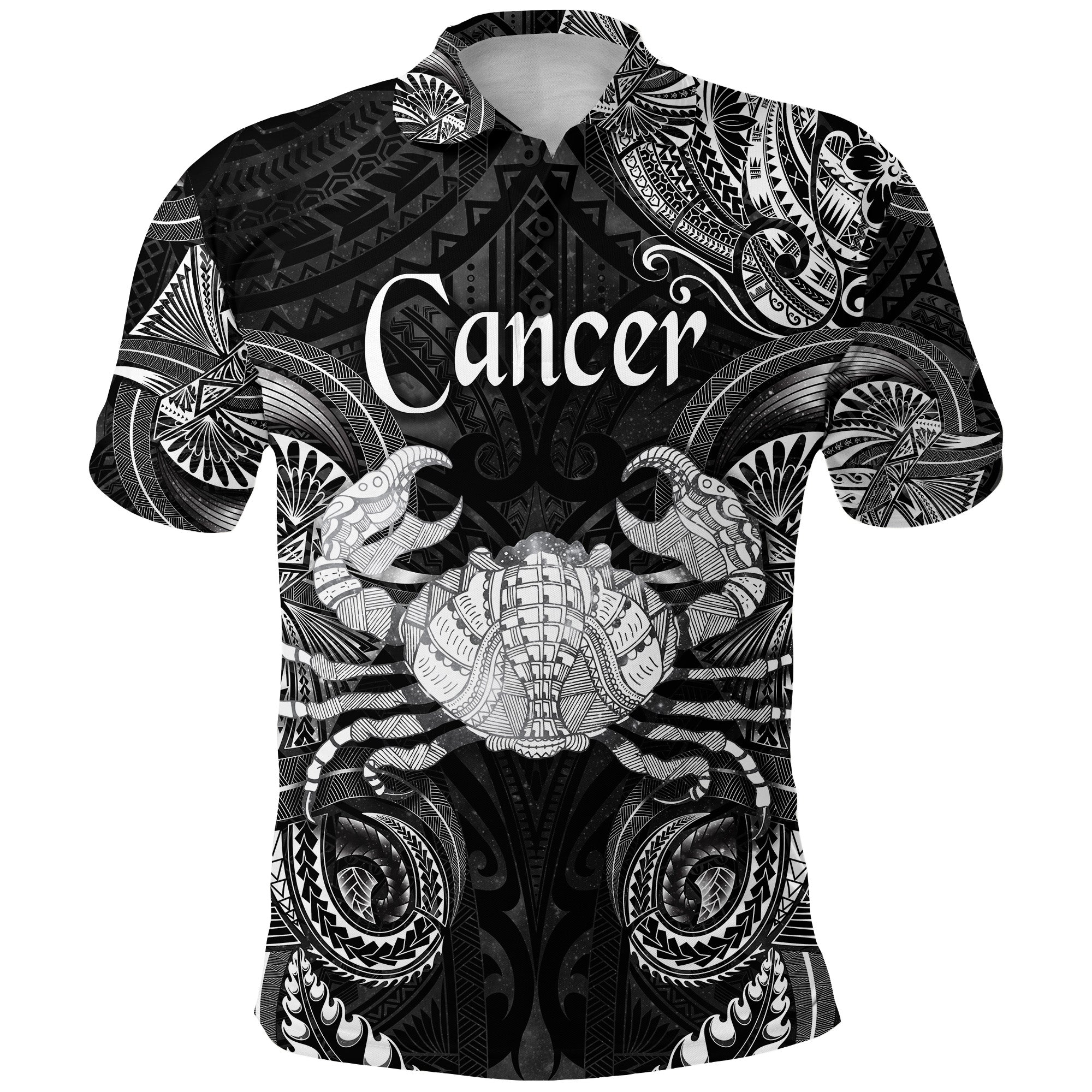 Custom Cancer Zodiac Polynesian Polo Shirt Unique Style Black LT8 - Polynesian Pride