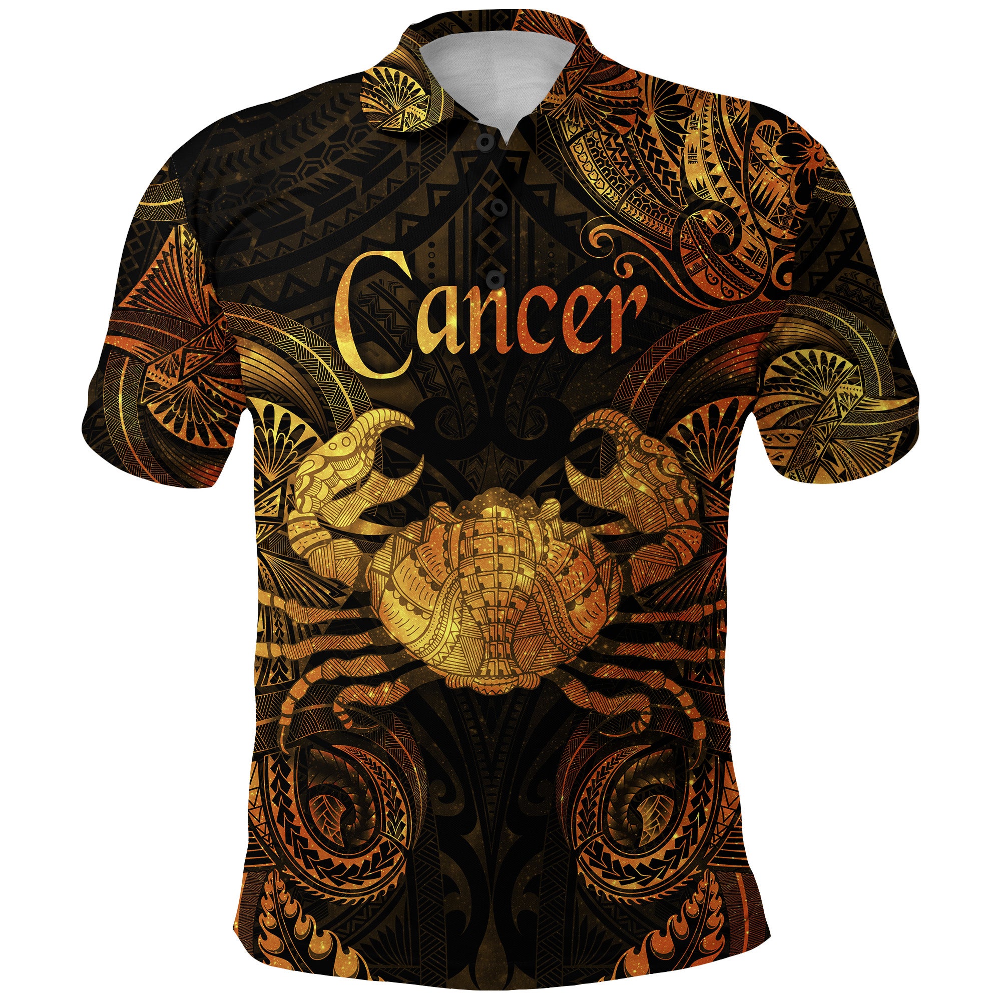Custom Cancer Zodiac Polynesian Polo Shirt Unique Style Gold LT8 - Polynesian Pride