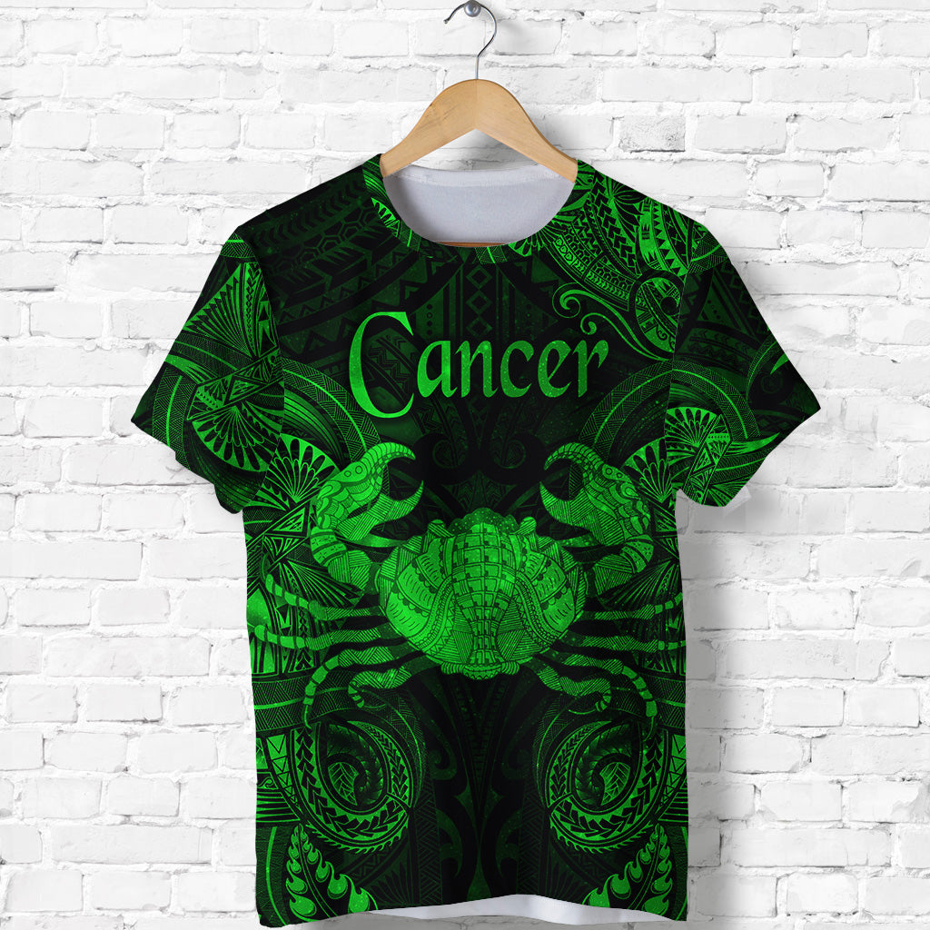 Custom Cancer Zodiac Polynesian T Shirt Unique Style Green LT8 - Polynesian Pride