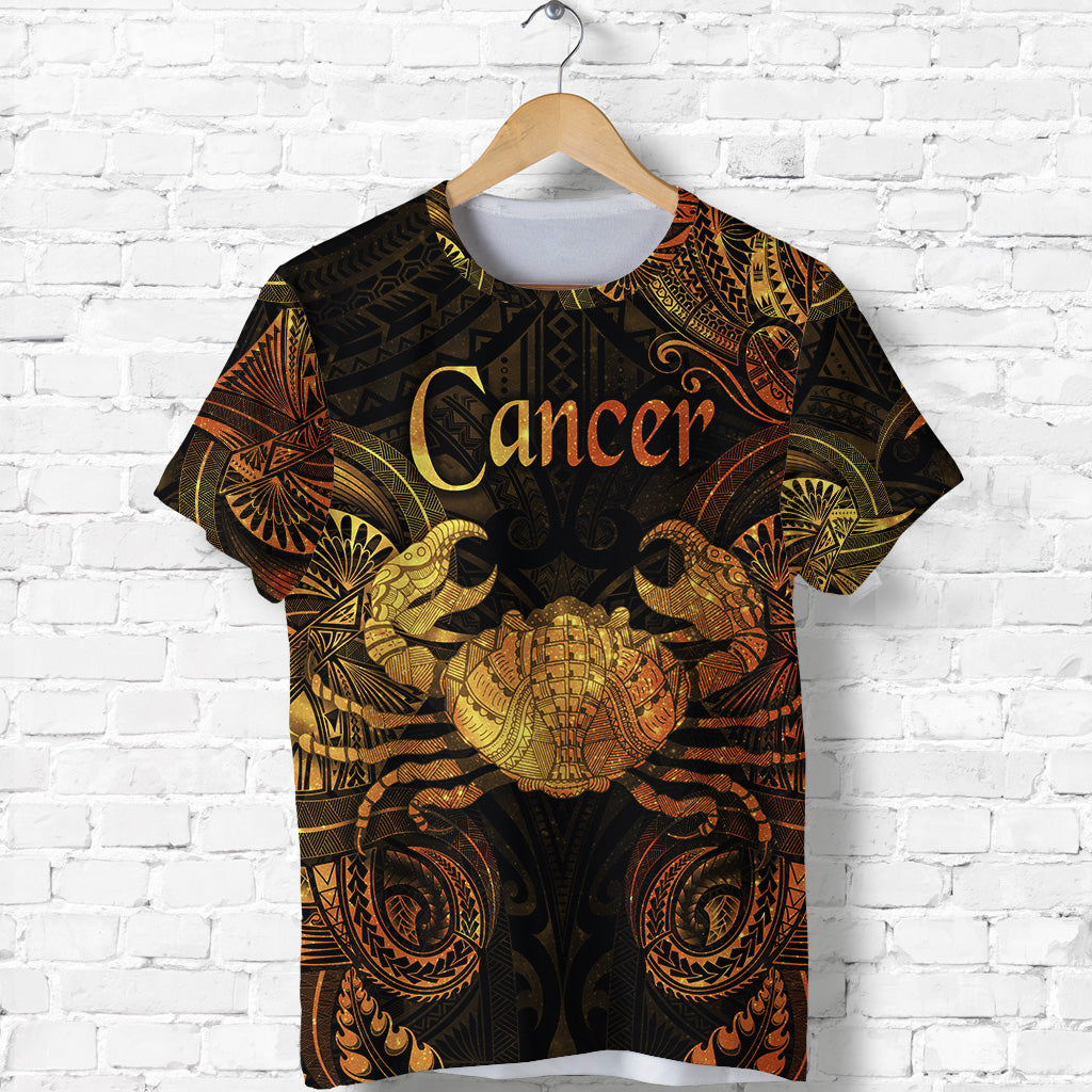 Custom Cancer Zodiac Polynesian T Shirt Unique Style Gold LT8 - Polynesian Pride