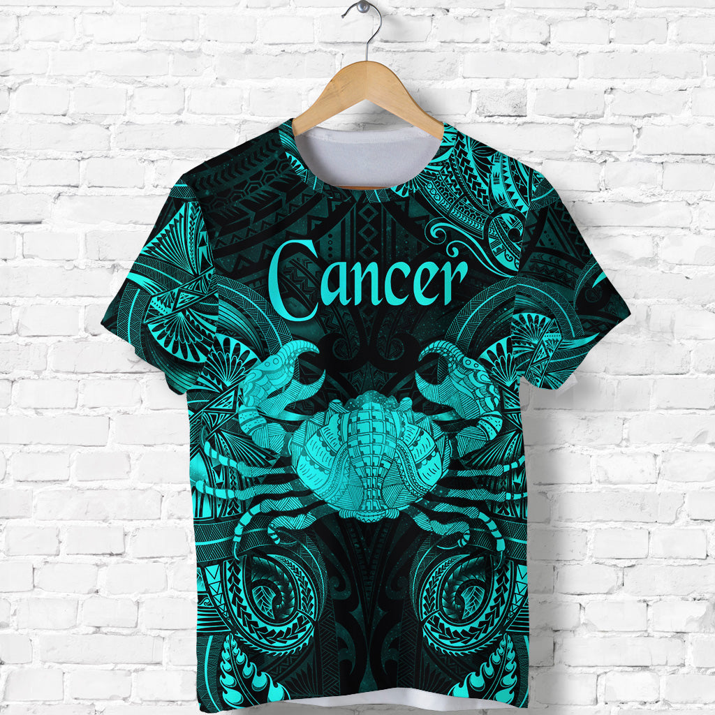 Custom Cancer Zodiac Polynesian T Shirt Unique Style Turquoise LT8 - Polynesian Pride