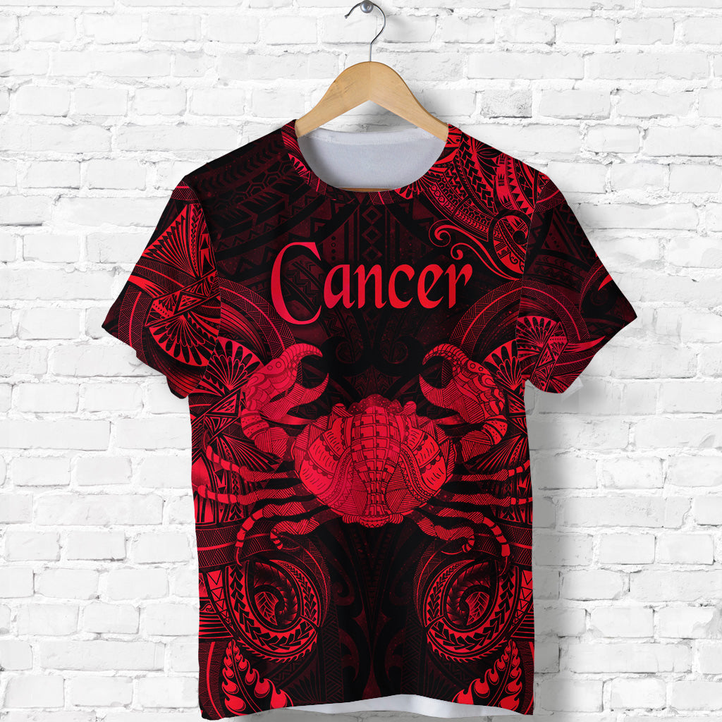 Custom Cancer Zodiac Polynesian T Shirt Unique Style Red LT8 - Polynesian Pride