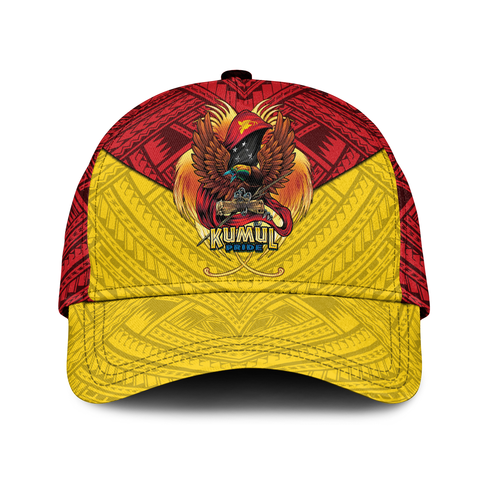 (Custom Personalised) Papua New Guinea Rugby Kumul Pride Cap - LT2 Classic Cap Universal Fit YELLOW - Polynesian Pride