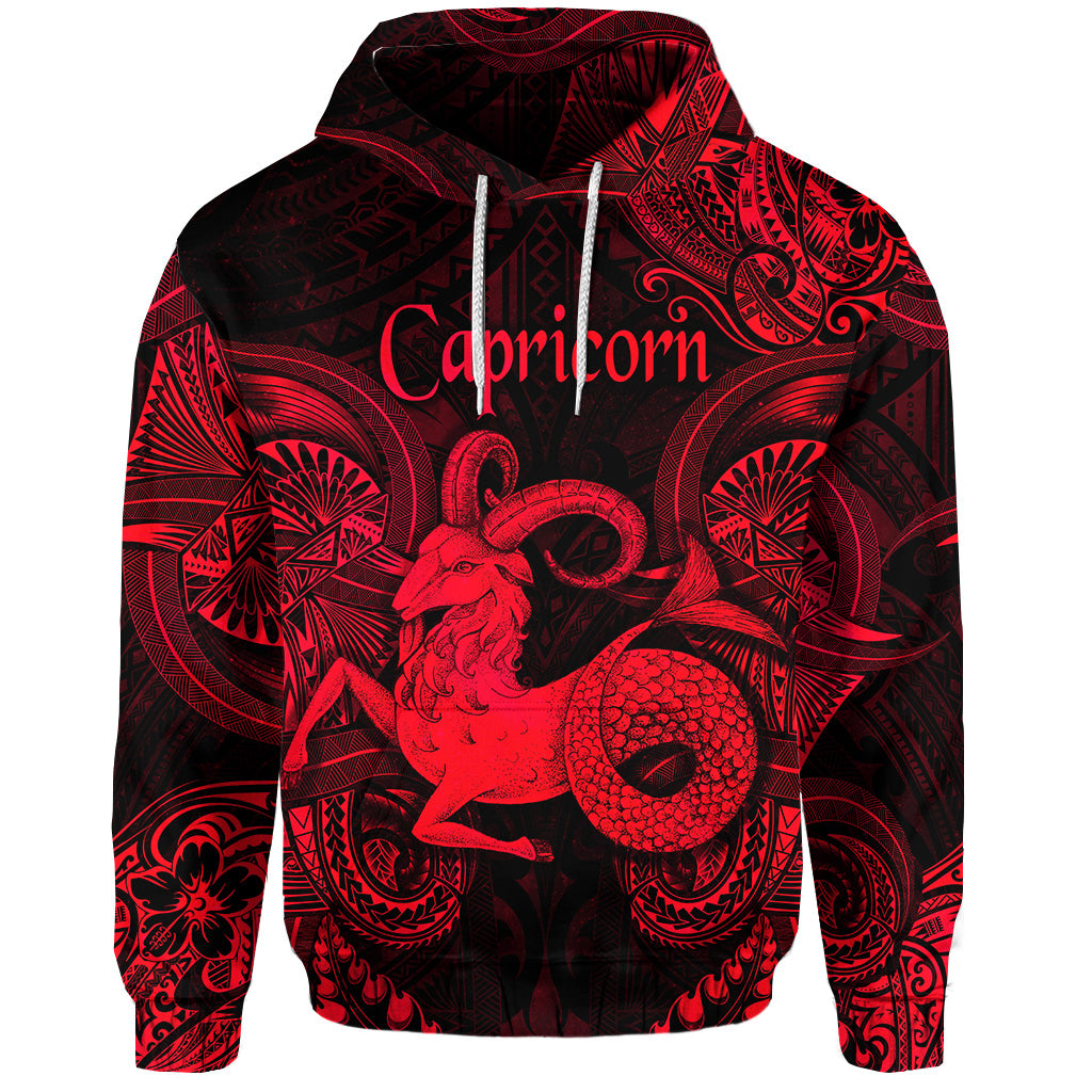Custom Capricorn Zodiac Polynesian Hoodie Unique Style Red LT8 - Polynesian Pride