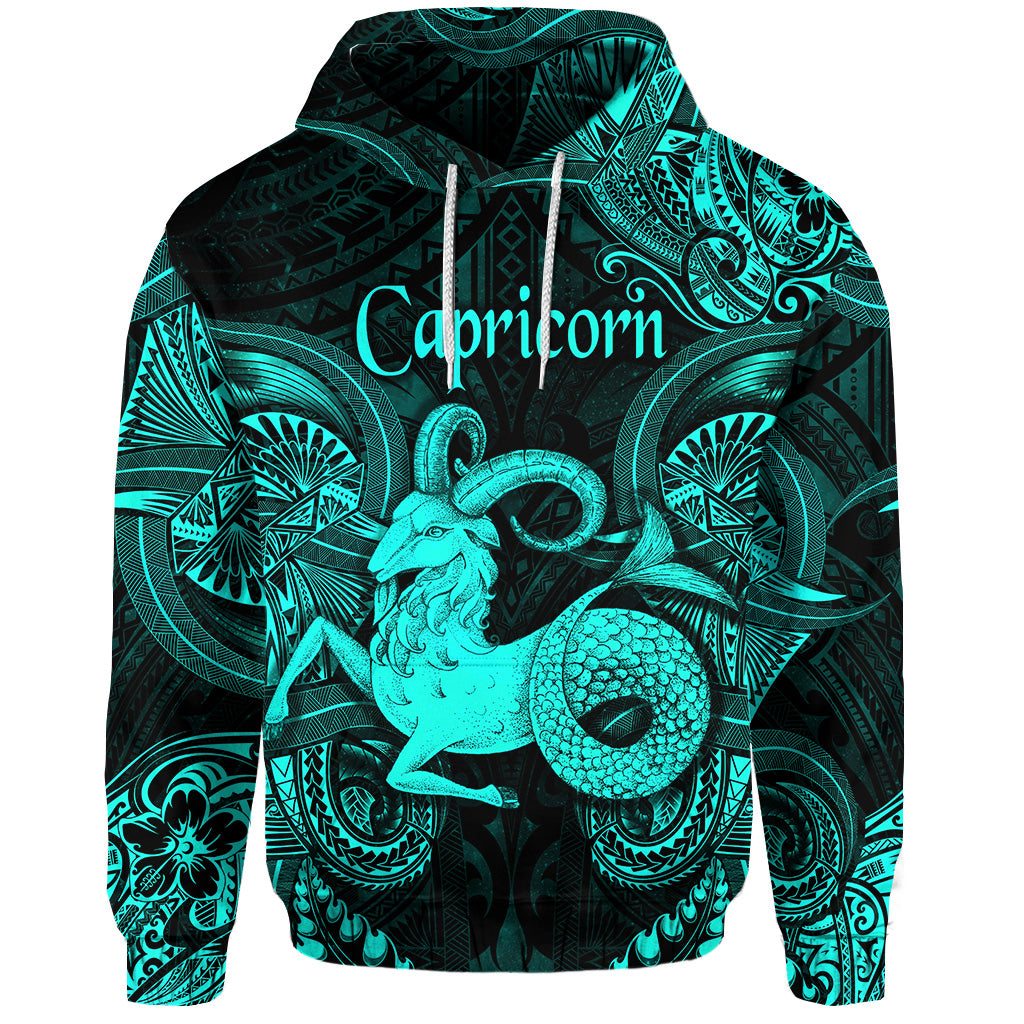 Custom Capricorn Zodiac Polynesian Hoodie Unique Style Turquoise LT8 - Polynesian Pride