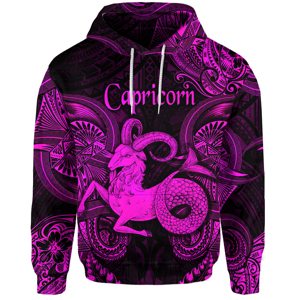 Custom Capricorn Zodiac Polynesian Hoodie Unique Style Pink LT8 - Polynesian Pride